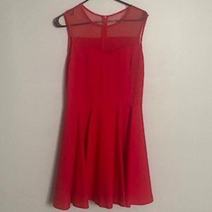 Heloise Red knee length dress sleeveless